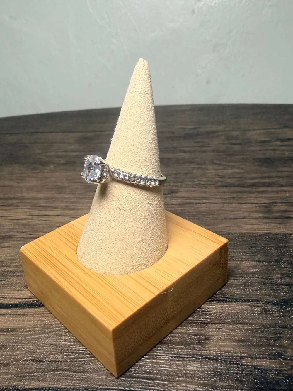 Silver Solitaire Cubic Zirconia Ring - Clear